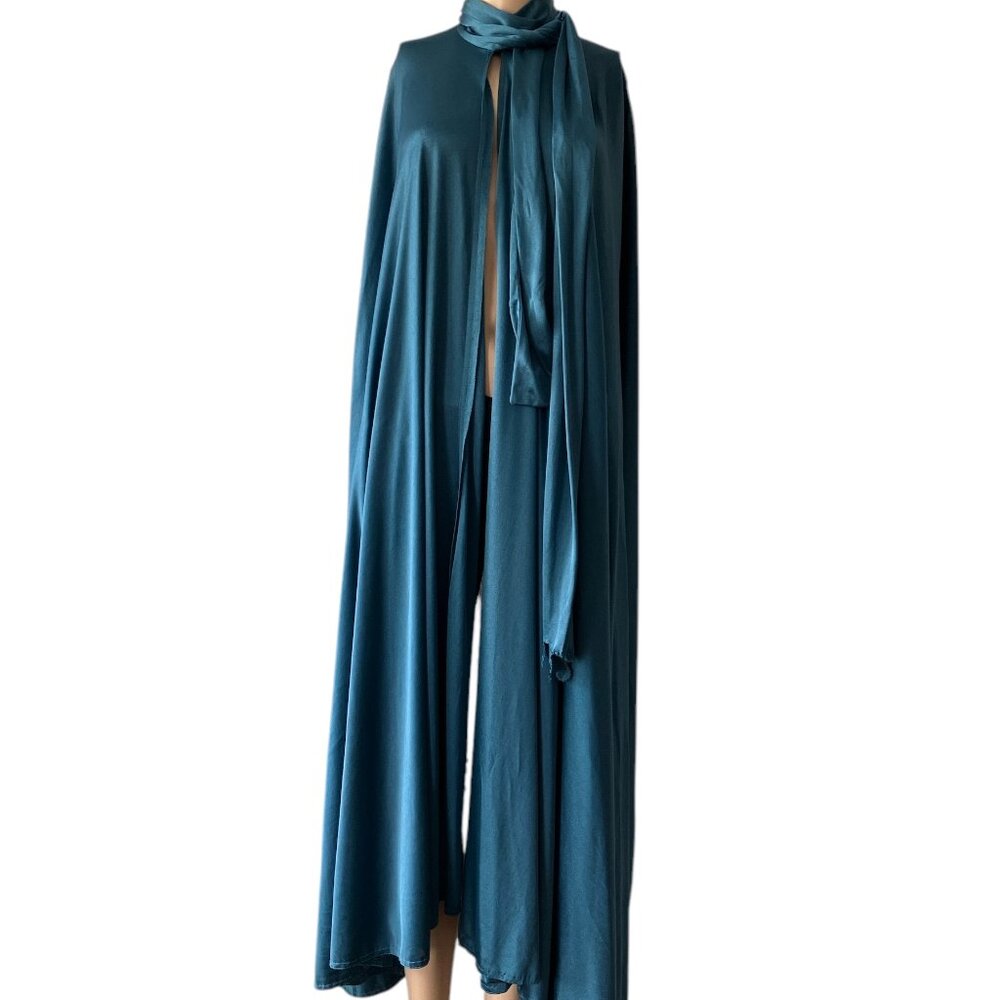 Saks Fifth Avenue Vintage Asymmetrical  Blue Tie Neck Cape Size 6